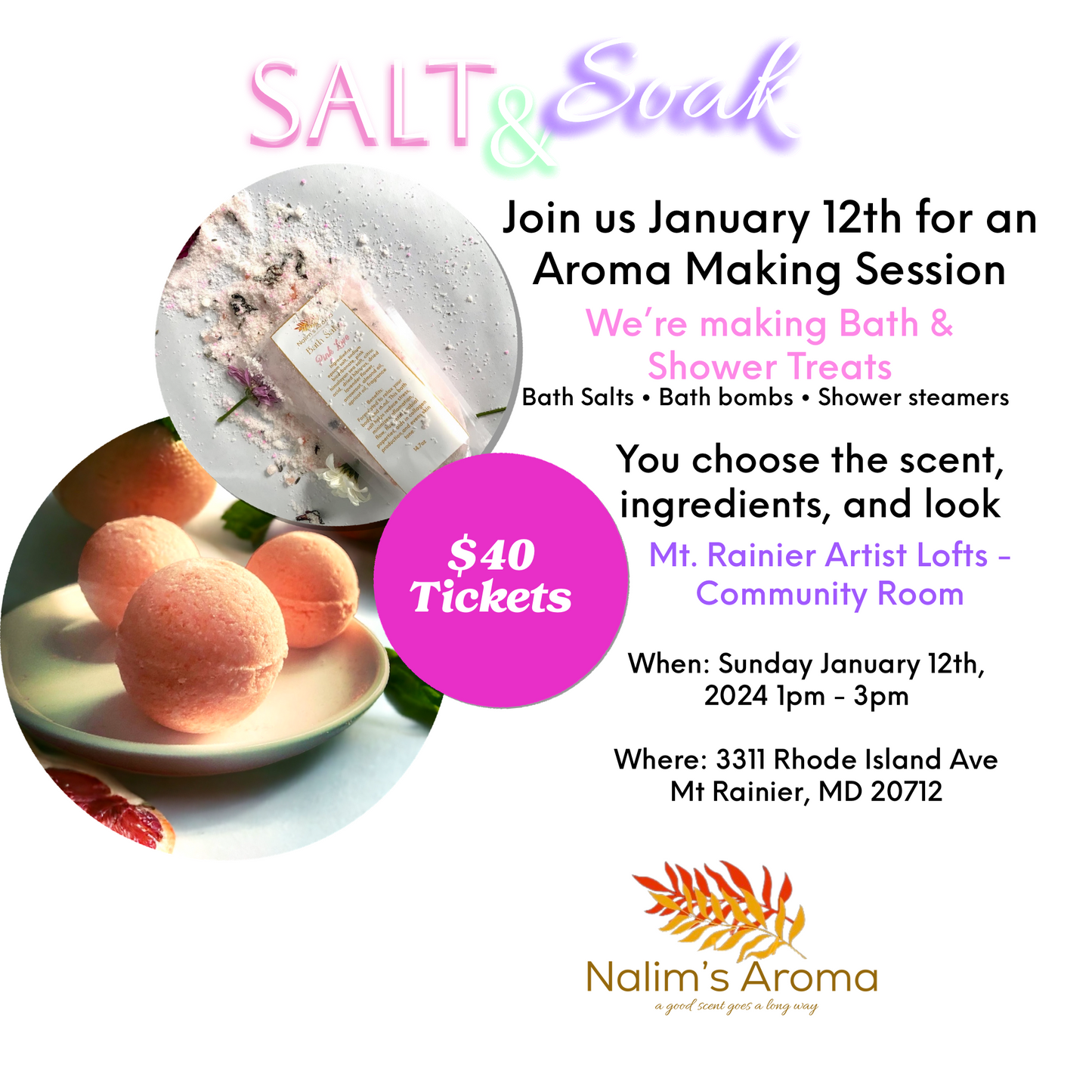 Salt & Soak: Make Your Own Bath Salts & Bombs